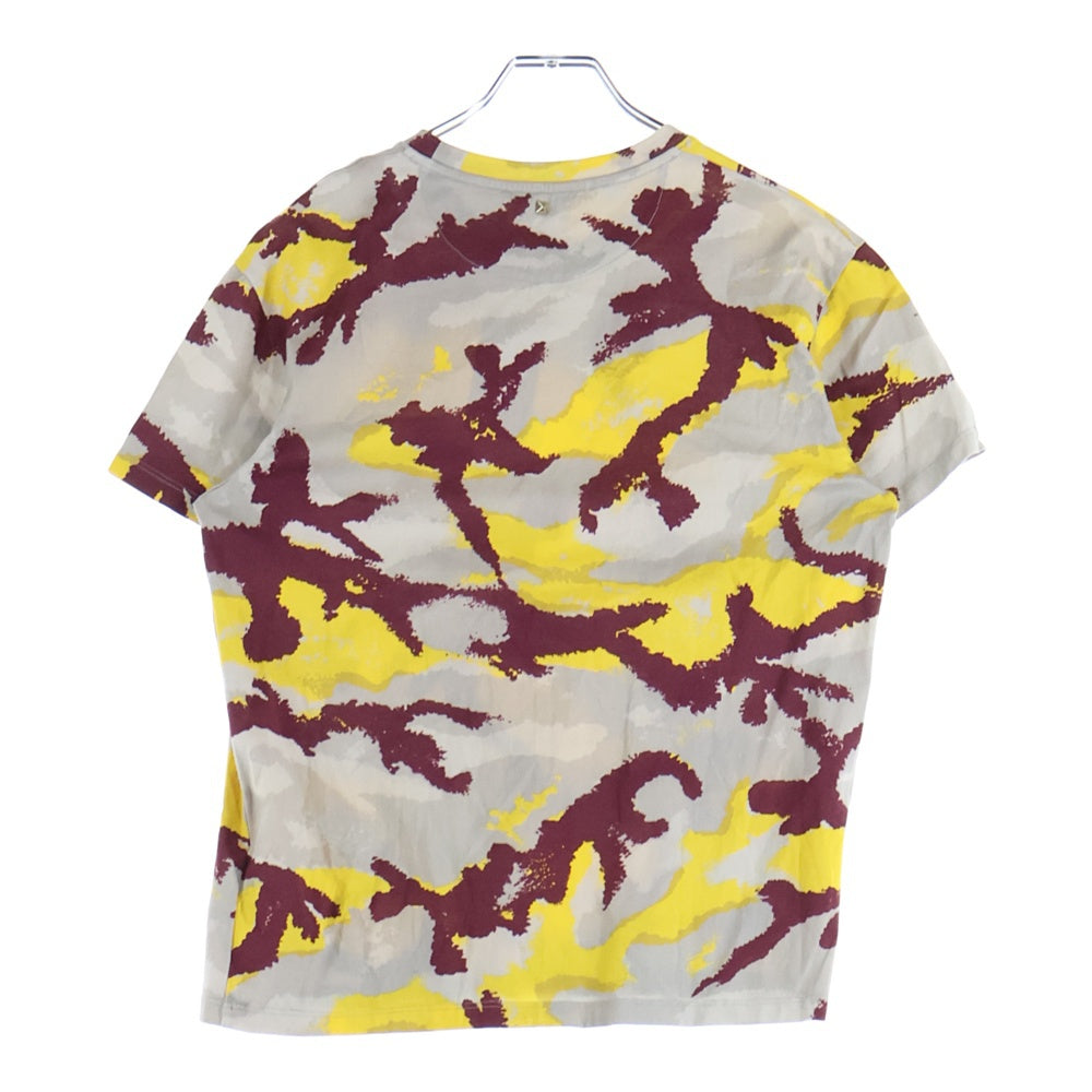 VALENTINO(ヴァレンティノ) CAMO カモフラ柄 半袖Tシャツ カットソー イエロー/グレー RV2MG00SPBB