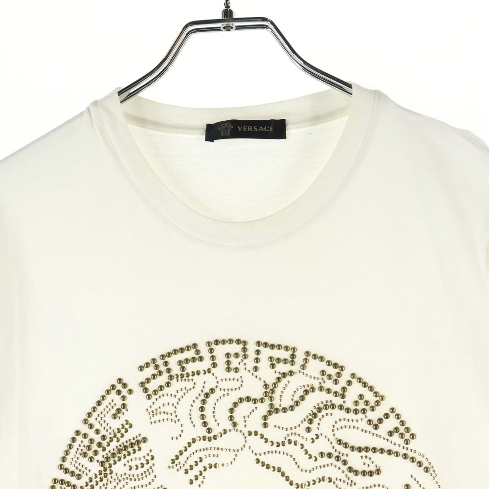 VERSACE(ヴェルサーチ) ラインストーンデザイン 半袖Tシャツ カットソー ホワイト
