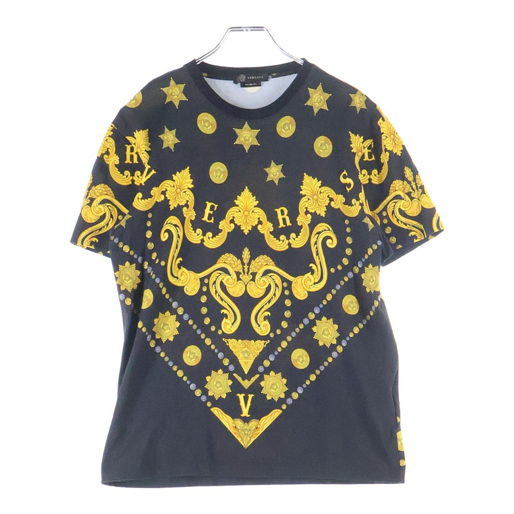 VERSACE(ヴェルサーチ) メデューサ 総柄 半袖Tシャツ カットソー ブラック/イエロー