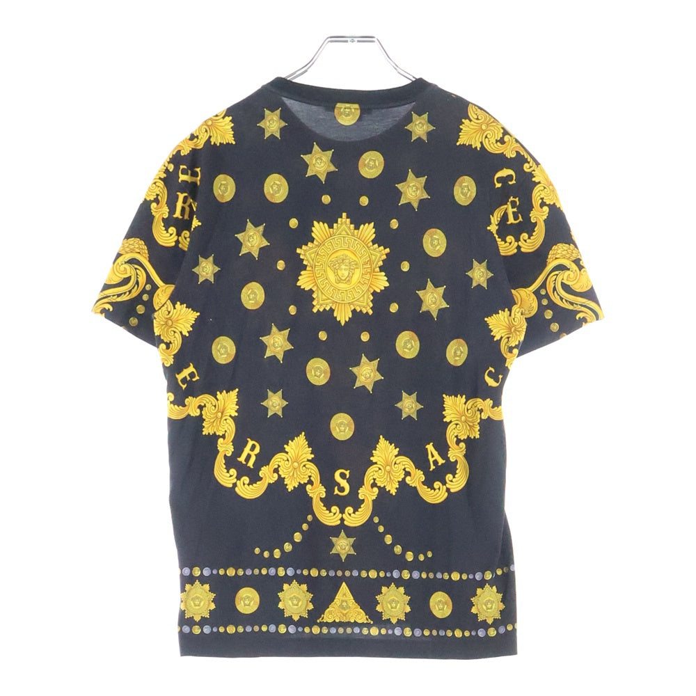 VERSACE(ヴェルサーチ) メデューサ 総柄 半袖Tシャツ カットソー ブラック/イエロー