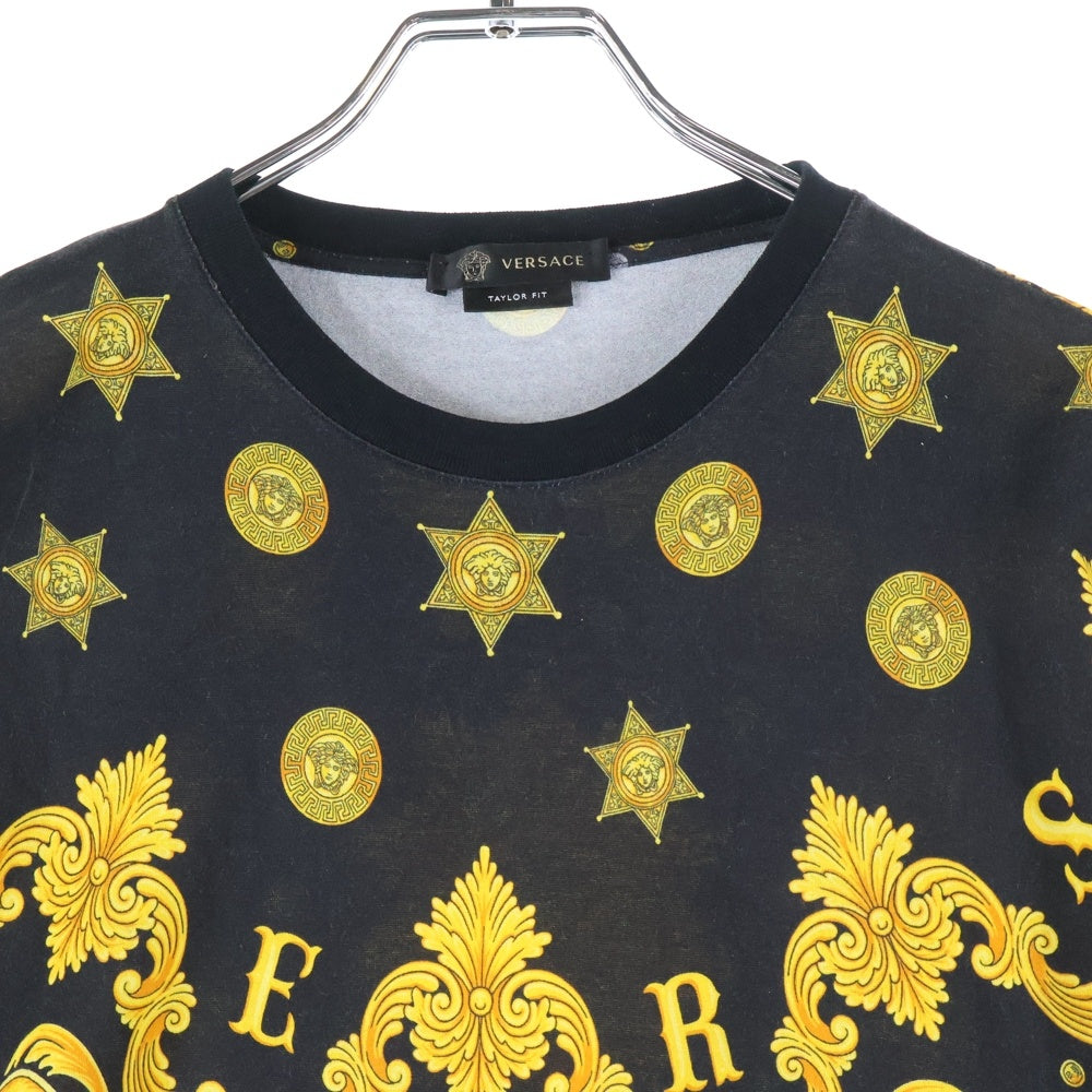 VERSACE(ヴェルサーチ) メデューサ 総柄 半袖Tシャツ カットソー ブラック/イエロー
