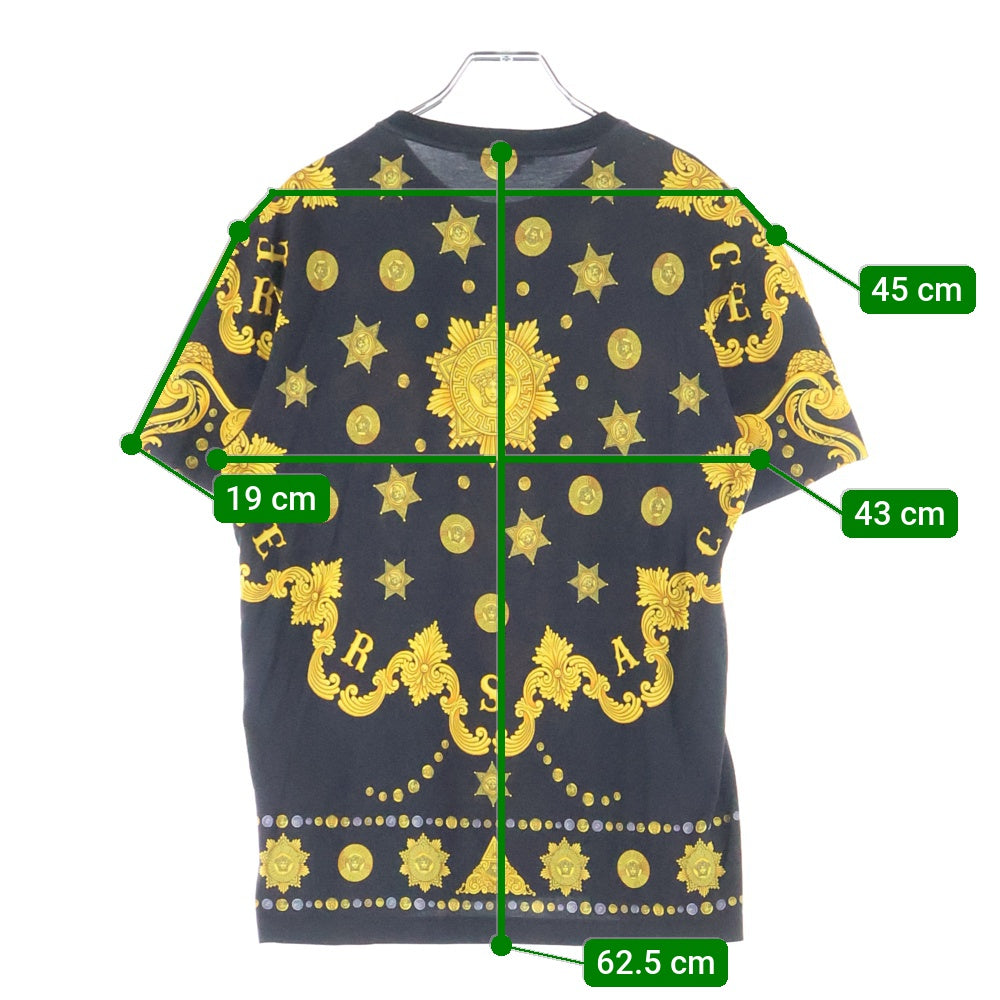 VERSACE(ヴェルサーチ) メデューサ 総柄 半袖Tシャツ カットソー ブラック/イエロー