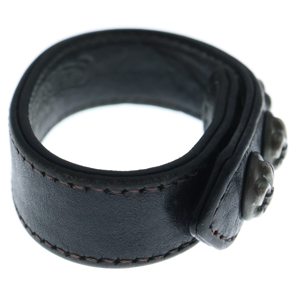 CHROME HEARTS(クロムハーツ) 3BTN 2SNP フレアボール 3ボタン2スナップ レザーブレスレット ブラック/シルバー BCA123