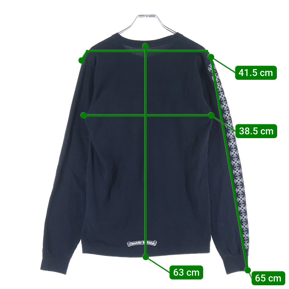 CHROME HEARTS(クロムハーツ) OLD CH L/S T-SHIRT 袖プラスプリント 長袖Tシャツ ロンT ブラック