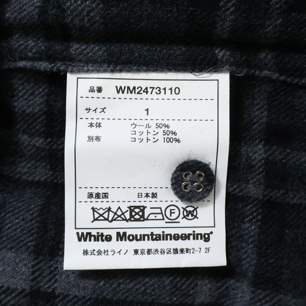 White Mountaineering(ホワイトマウンテニアリング) 24 AWGUSSET SLEEVE CHECK ELBOW PATCH SHIRT ガゼット スリーブ チェック エルボー パッチ チェック ネルシャツ グレー WM2473110