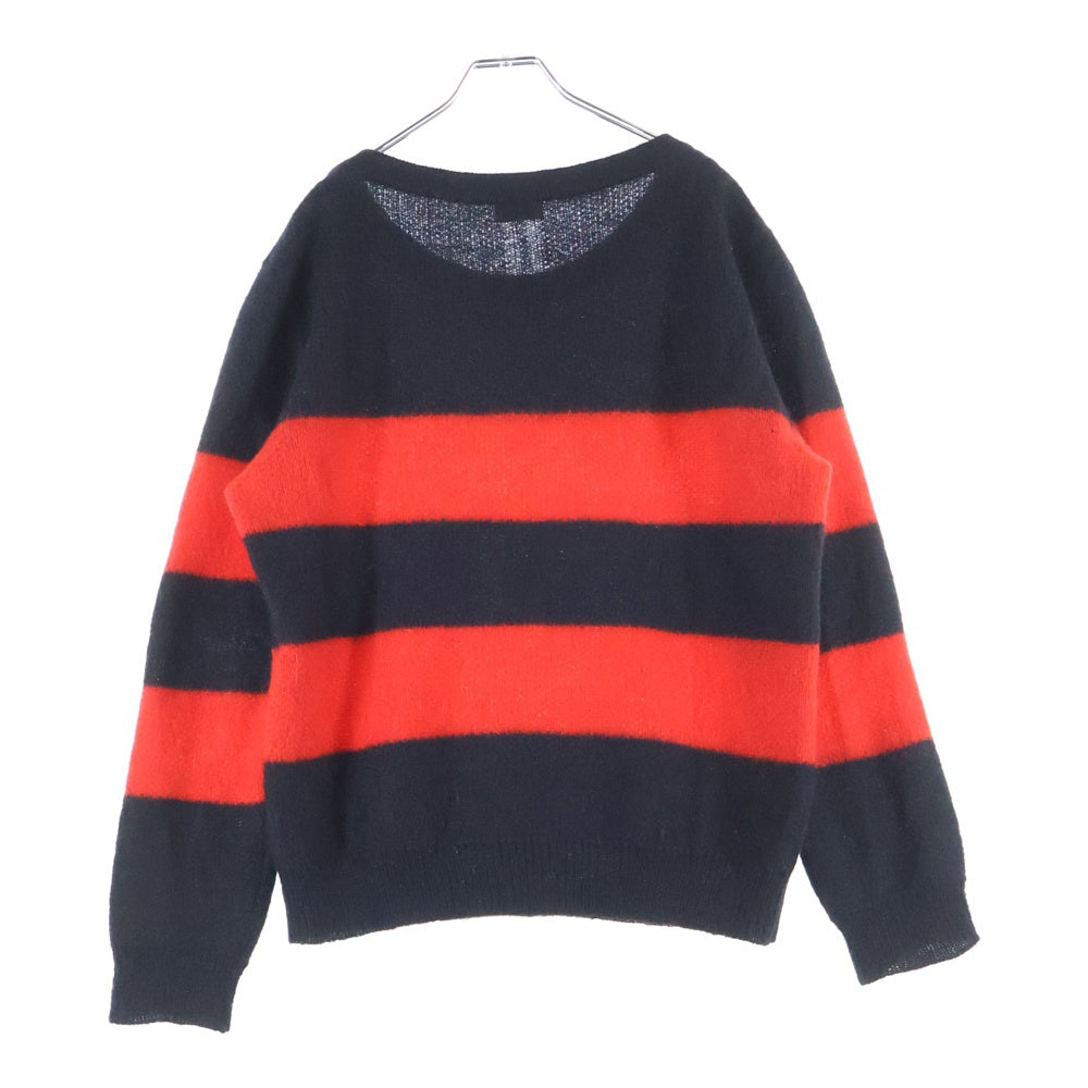 SAINT LAURENT PARIS(サンローランパリ) 13AW Mohair Striped Knit モヘヤ ストライプ ニットセーター ブラック/レッド 330368
