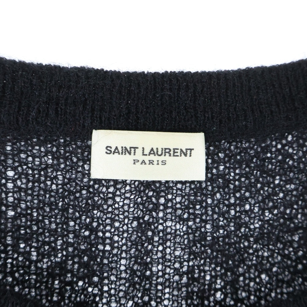 SAINT LAURENT PARIS(サンローランパリ) 13AW Mohair Striped Knit モヘヤ ストライプ ニットセーター ブラック/レッド 330368