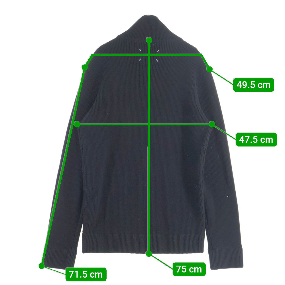 Maison Margiela(メゾンマルジェラ) 23AW COTTON WOOL DRIVERS KNIT コットンウール 7ゲージ ドライバーズニット ジップアップ ブラック SI1HA0013 S17781