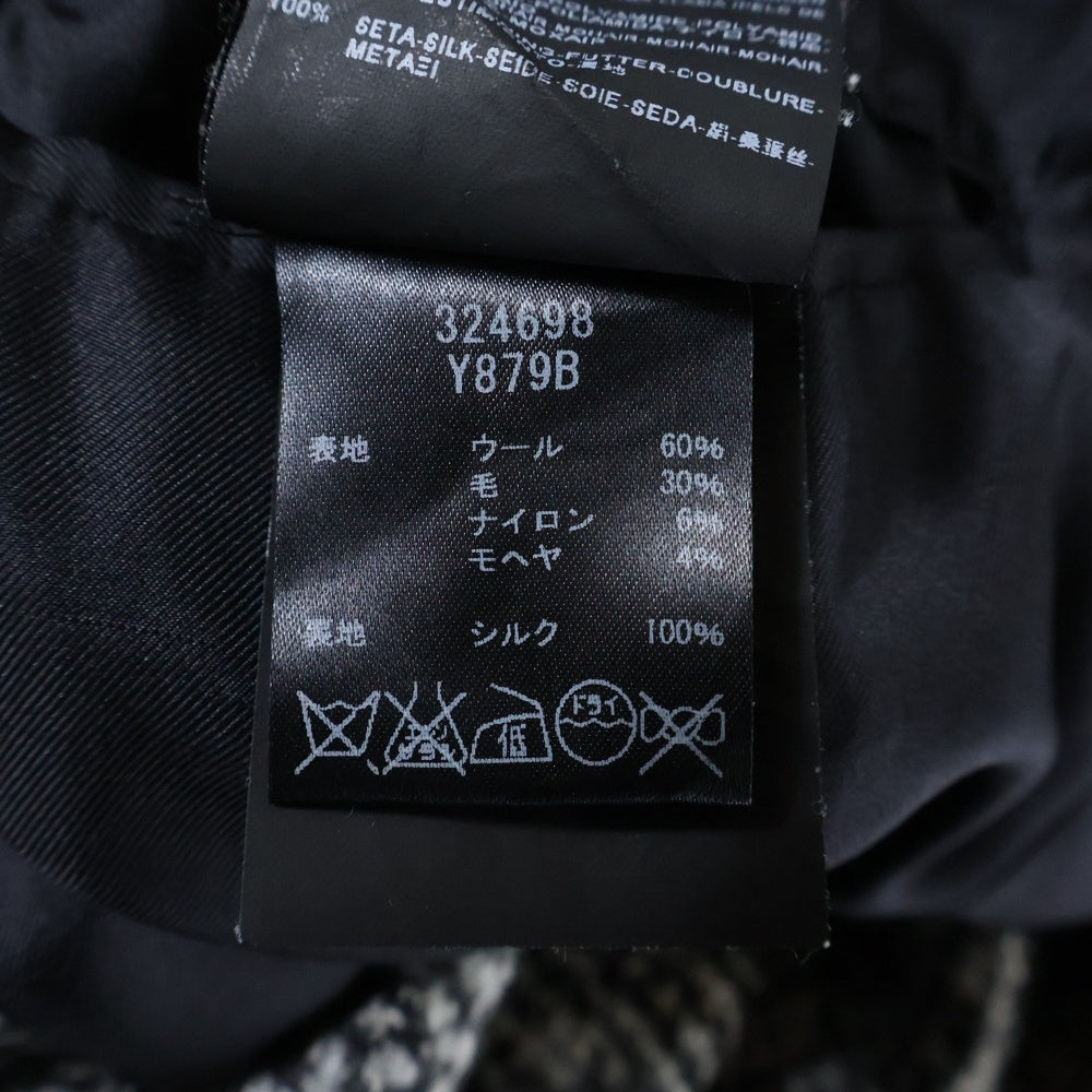 SAINT LAURENT PARIS(サンローランパリ) エディ期 ヘリンボーン ツイードチェスターコート ブラック/グレー 324698