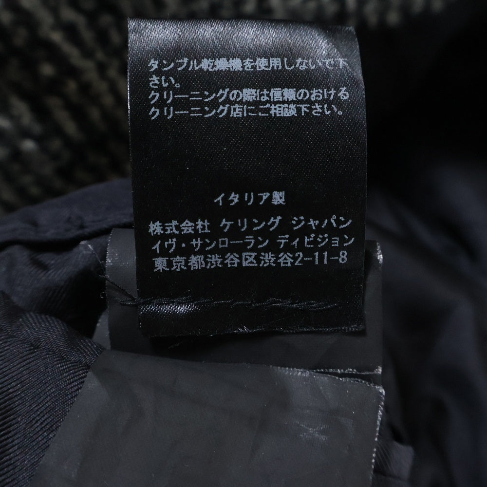 SAINT LAURENT PARIS(サンローランパリ) エディ期 ヘリンボーン ツイードチェスターコート ブラック/グレー 324698