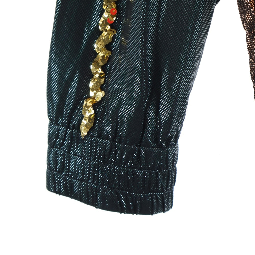 GUCCI(グッチ) Bi-Color Logo Jacket バイカラーロゴジャケット サイドスパンコール グリーン/ブラウン 692308