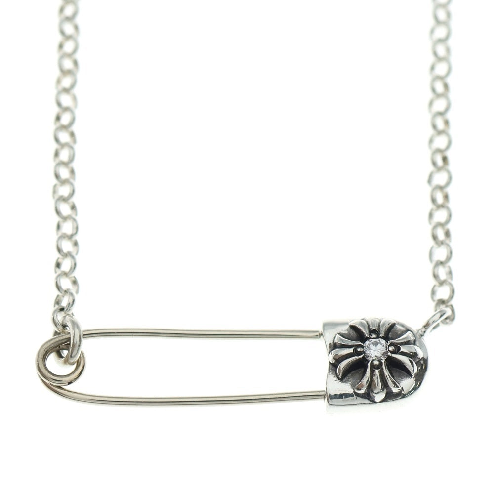 CHROME HEARTS(クロムハーツ) SAFETY PIN 18inch 1DIA セーフティピン ロールチェーン 1ダイヤ ネックレス シルバー