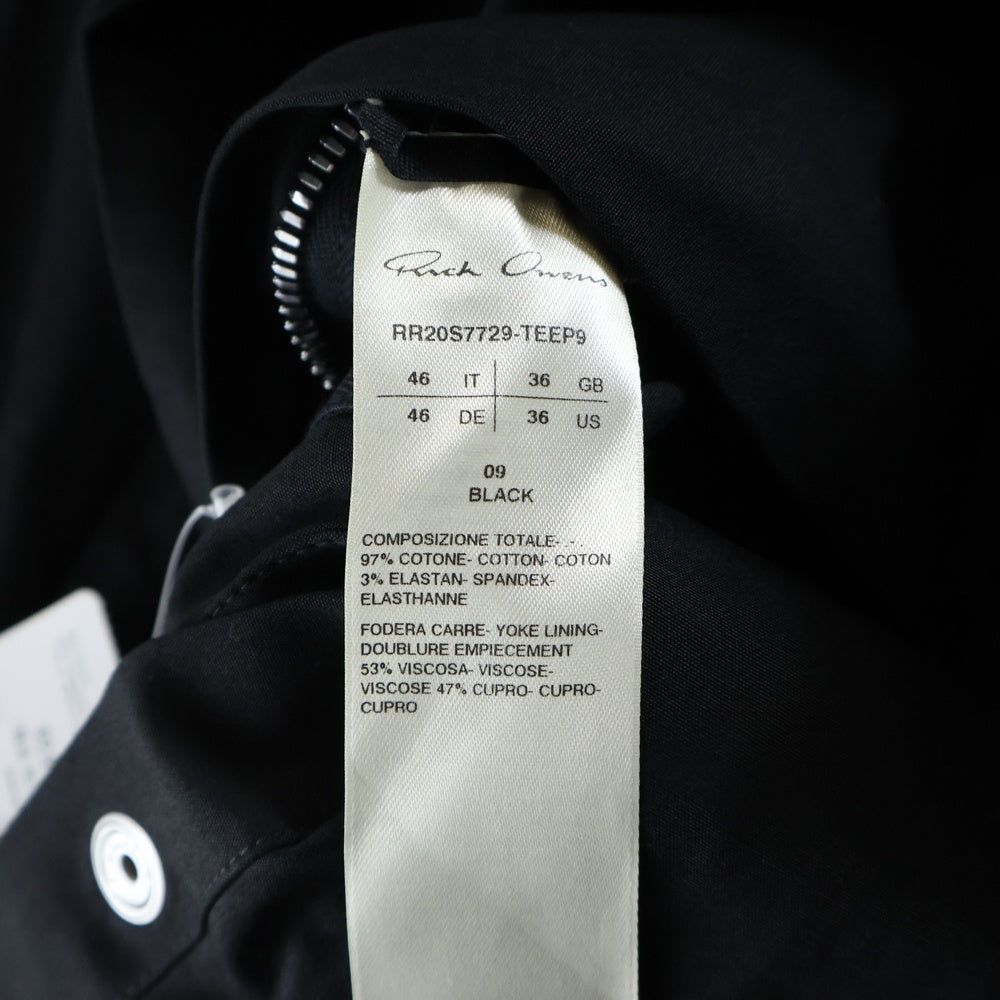 Rick Owens(リックオウエンス) 20SS Outetshirt オーバーサイズ長袖シャツ ブラック RR20S7729-TEEP9