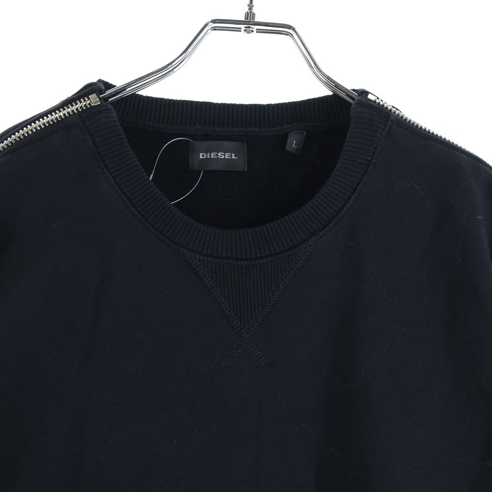 DIESEL(ディーゼル) サイドジップデザイン クルーネックスウェット ブラック
