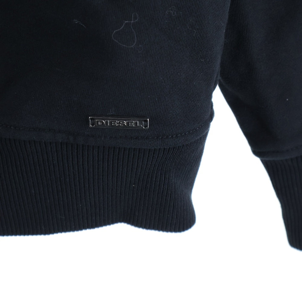 DIESEL(ディーゼル) サイドジップデザイン クルーネックスウェット ブラック