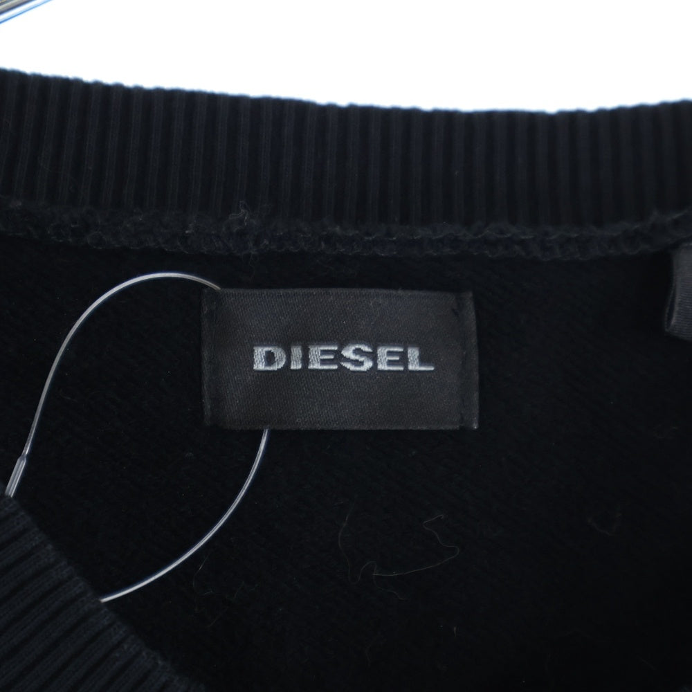 DIESEL(ディーゼル) サイドジップデザイン クルーネックスウェット ブラック