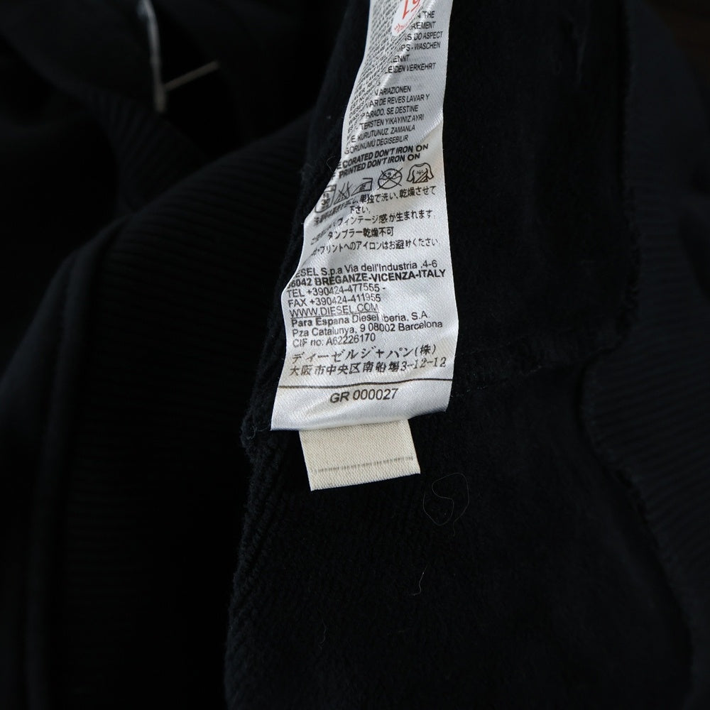 DIESEL(ディーゼル) サイドジップデザイン クルーネックスウェット ブラック