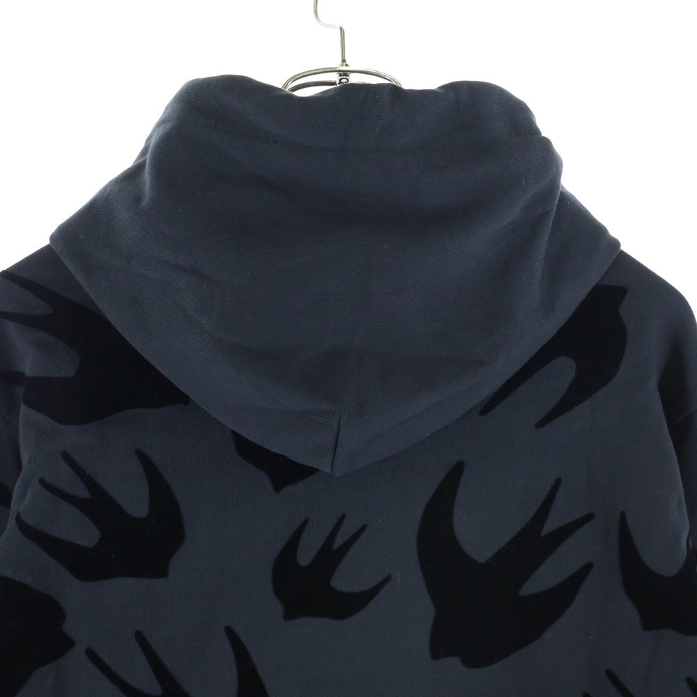 McQ(マックキュー) Swallow Print Hoodie プルオーバースウェットパーカー フーディー ブラック 545412 RLT74