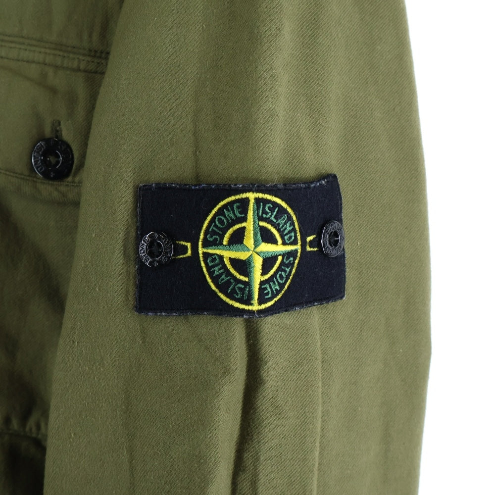 STONE ISLAND(ストーンアイランド) 11AW Nylon Quilt Cotton Overshirt ロゴワッペン 裏地キルティング 長袖シャツ カーキ 551510906
