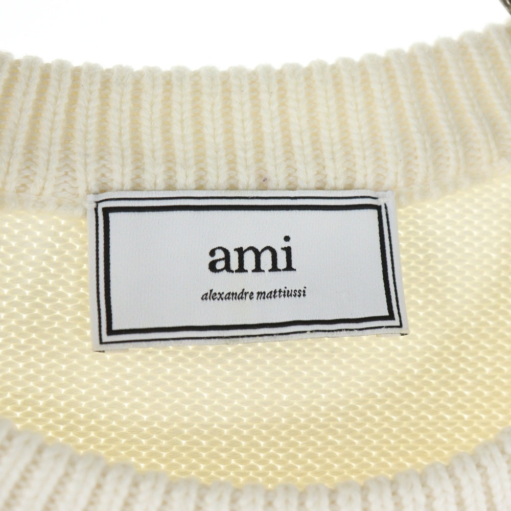 AMI Alexandre Mattiussi(アミアレクサンドルマテュッシ) Knit Sweater ハートロゴ刺繍 クルーネック ニットセーター アイボリー A20HK009.006