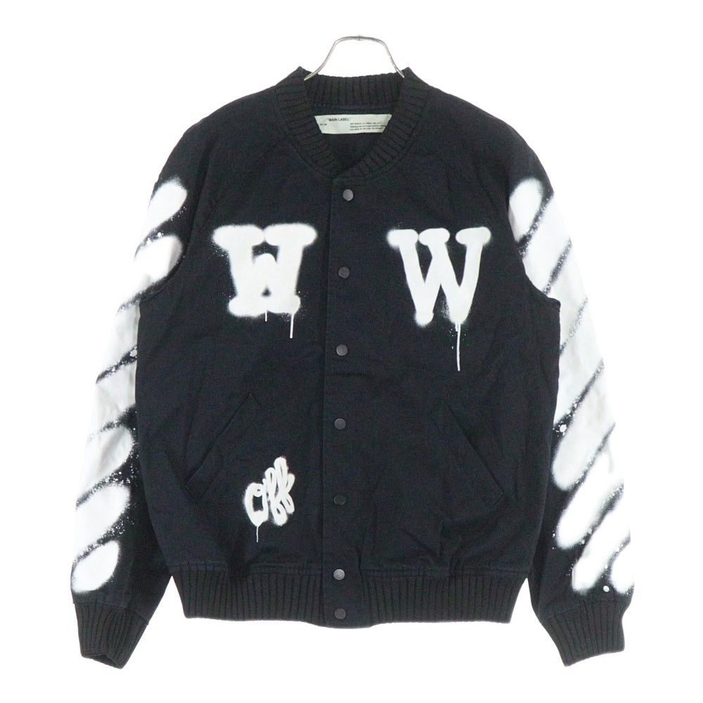 OFF-WHITE(オフホワイト) 17SS Spray Varsity Jacket スプレーロゴ ボンバージャケット ブラック