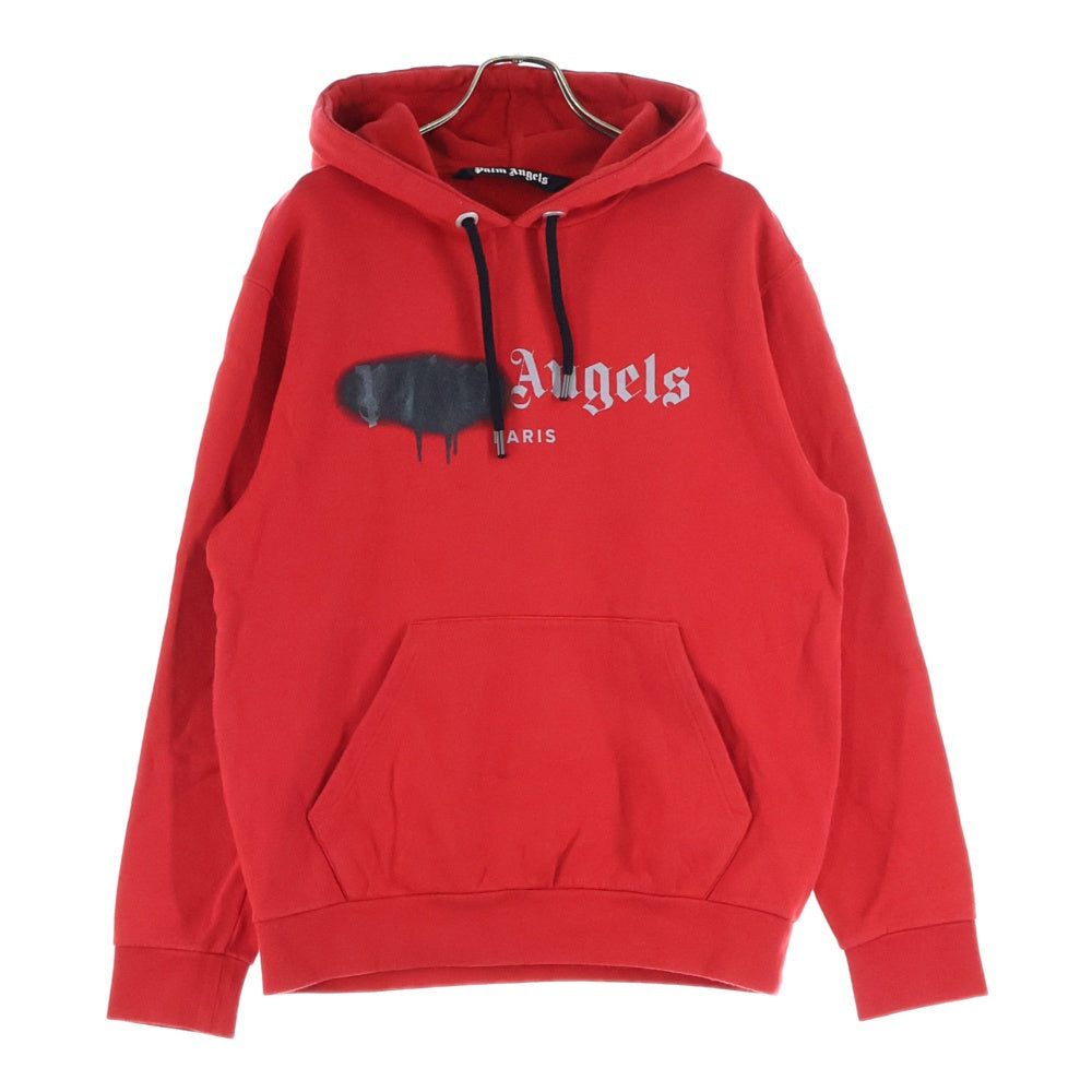 Palm Angels(パームエンジェルス) 20AW Spray Hoodie スプレーロゴ プルオーバースウェットパーカー フーディー レッド PMBB003F20FLE001