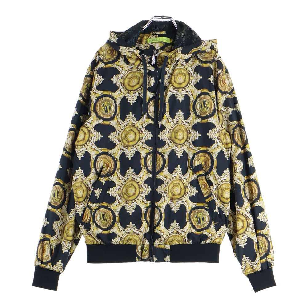 VERSACE フード付きナイロンジャケット VERSACE(ヴェルサーチ) Nylon Jacket 総柄ナイロンジャケット ジップ