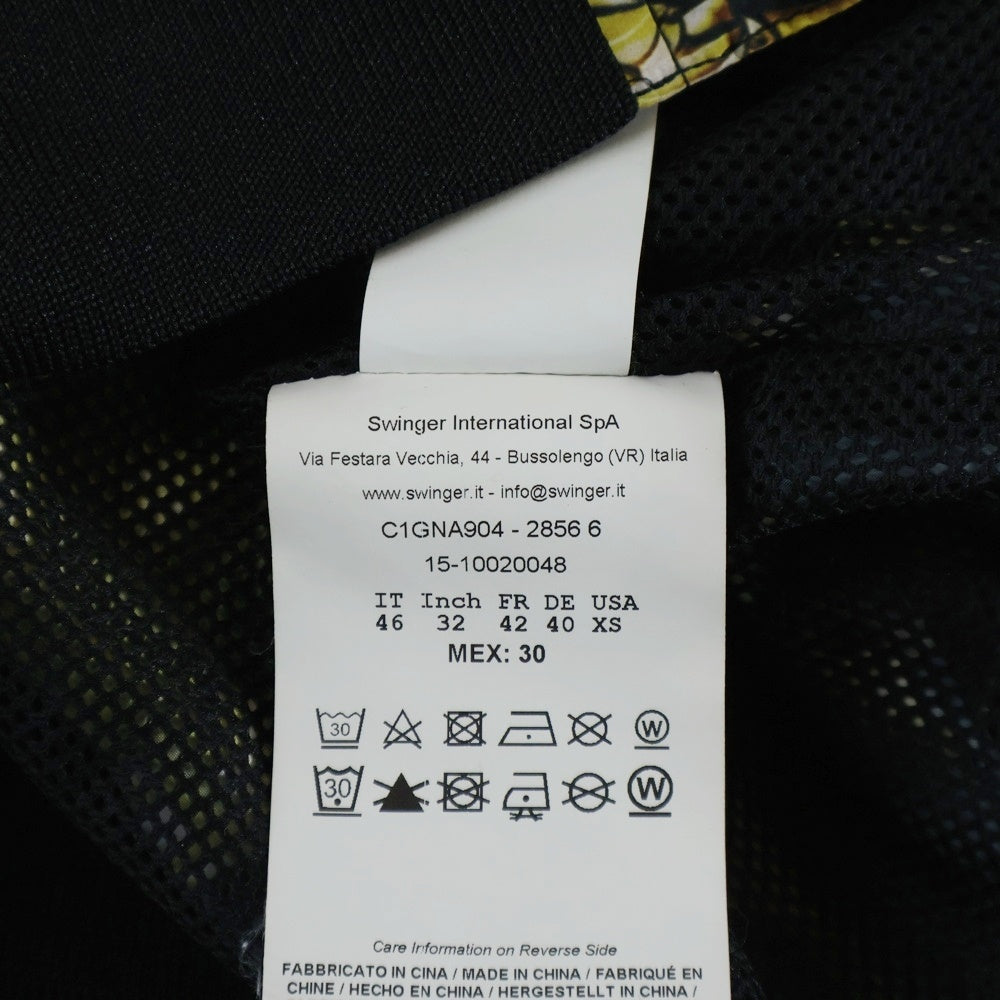 VERSACE(ヴェルサーチ) Nylon Jacket 総柄ナイロンジャケット ジップアップパーカー フーディー ブラック/ゴールド