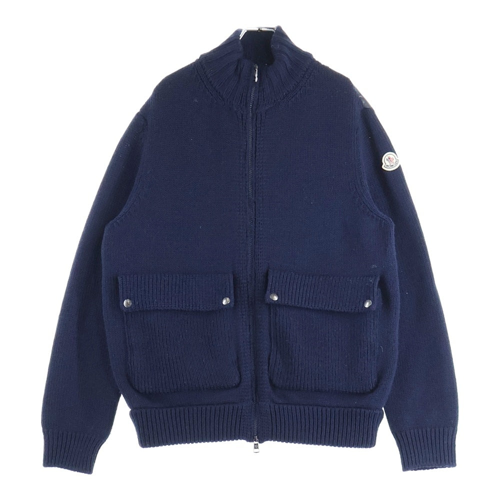 MONCLER(モンクレール) CARDIGAN KNIT ロゴパッチ付き ニット切り替え ジップアップ ダウンカーディガン ネイビー K20919B00034