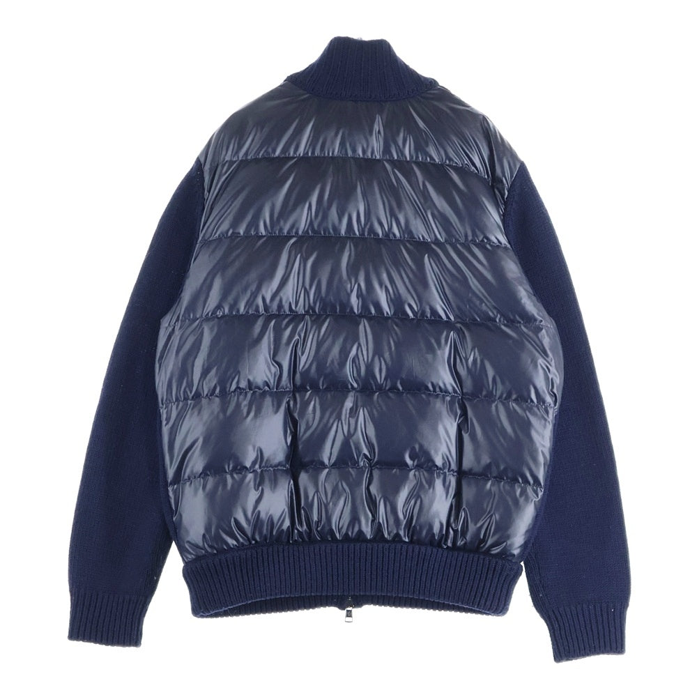 MONCLER(モンクレール) CARDIGAN KNIT ロゴパッチ付き ニット切り替え ジップアップ ダウンカーディガン ネイビー K20919B00034