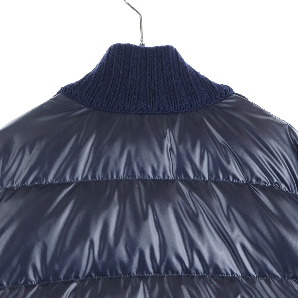 MONCLER(モンクレール) CARDIGAN KNIT ロゴパッチ付き ニット切り替え ジップアップ ダウンカーディガン ネイビー K20919B00034