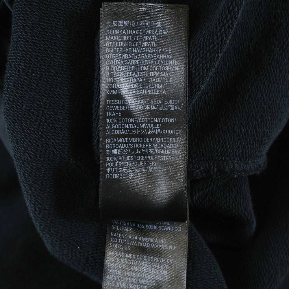 BALENCIAGA(バレンシアガ) Crash Logo Sweat クラッシュ加工ネックロゴクルーネック スウェットトレーナー ブラック 745007 TOVF3