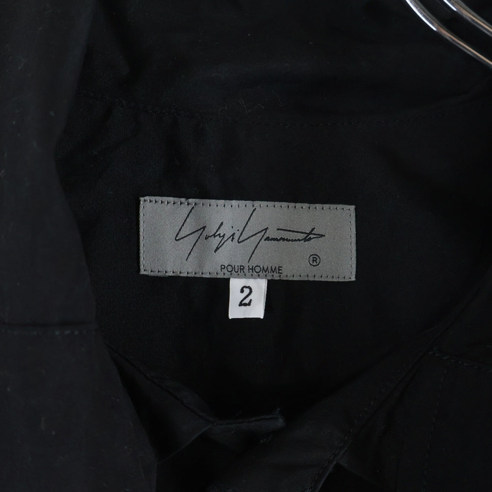 Yohji Yamamoto POUR HOMME(ヨウジヤマモト プールオム) 25SS Cotton Broad Scarf Collar Blouse コットンブロード ストール襟ブラウス ブラック HL-B04-001