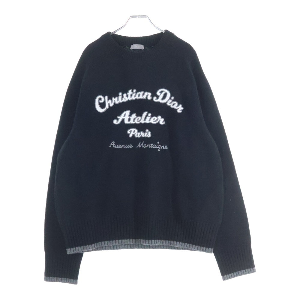 DIOR(ディオール) 20SS Atelier Virgin Wool Crew Neck Knit Sweater アトリエロゴ刺繍 クルーネックウールニットセーター ブラック 213M640AT298