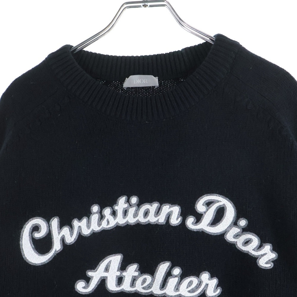 DIOR(ディオール) 20SS Atelier Virgin Wool Crew Neck Knit Sweater アトリエロゴ刺繍 クルーネックウールニットセーター ブラック 213M640AT298