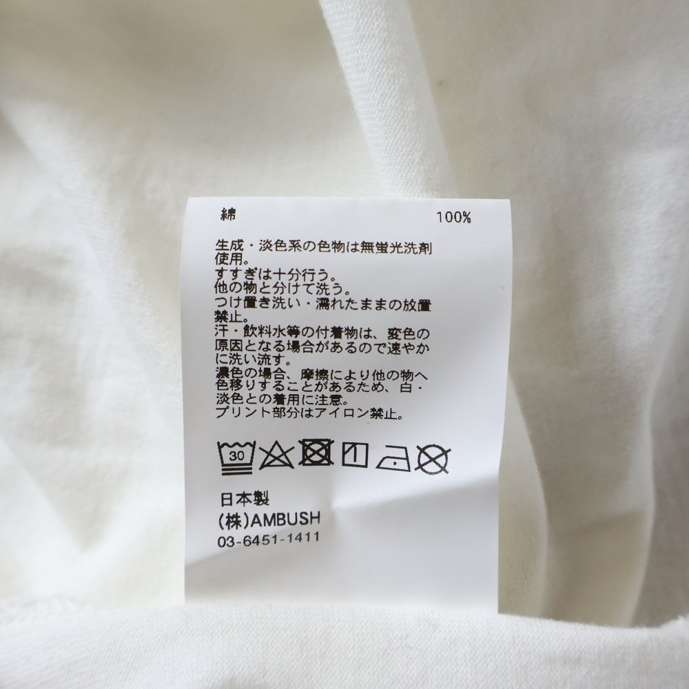 AMBUSH(アンブッシュ) 20AW SHOOT HOOP L/S T-SHIRT ロゴプリント 半袖Tシャツ ホワイト