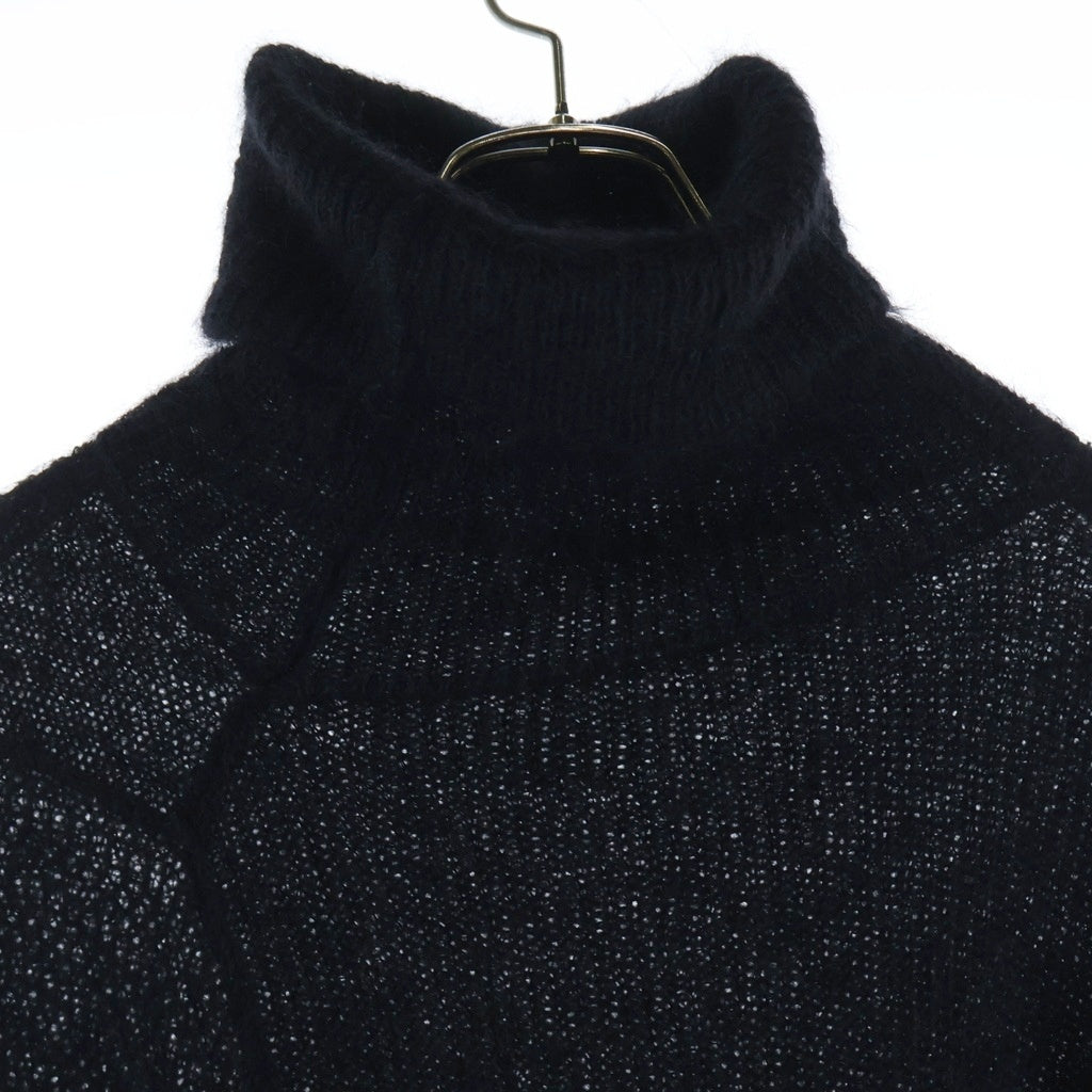 Yohji Yamamoto + NOIR(ヨウジヤマモトプリュスノアール) モヘア混 ハイネック ケープコート ポンチョ ブラック NC-K05-189