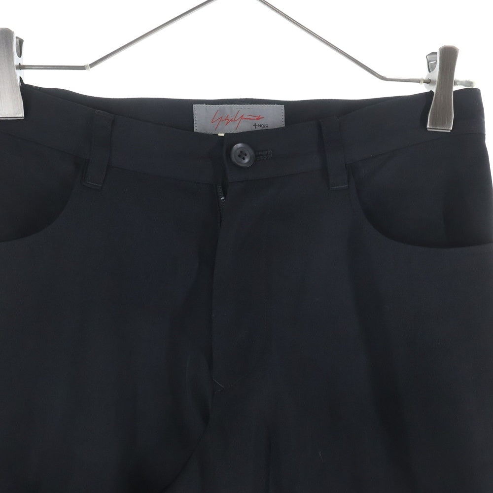 Yohji Yamamoto + NOIR(ヨウジヤマモトプリュスノアール) 膝ダーツ ウール テーパード パンツ ブラック NR-P06-100