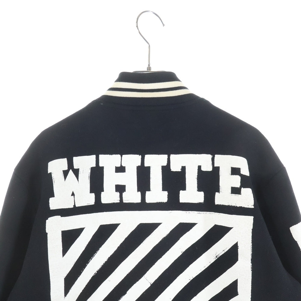 OFF-WHITE(オフホワイト) 16AW Diagonal Stripe Wool Varsity Jacket ウール ヴァーシティジャケット スタジャン ブラック