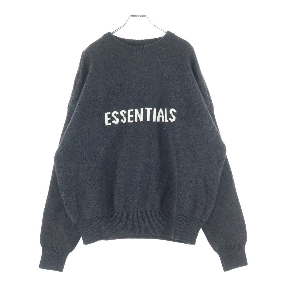FEAR OF GOD ESSENTIALS(フィアオブゴッド エッセンシャルズ) KNIT SWEATER ジャガードロゴ クルーネックニットセーター グレー