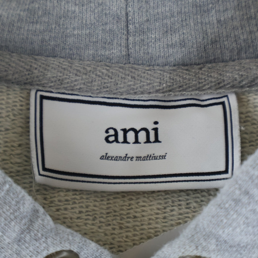AMI Alexandre Mattiussi(アミアレクサンドルマテュッシ) Hoodie ロゴワッペン プルオーバースウェットパーカー フーディー グレー P20HJ008.730