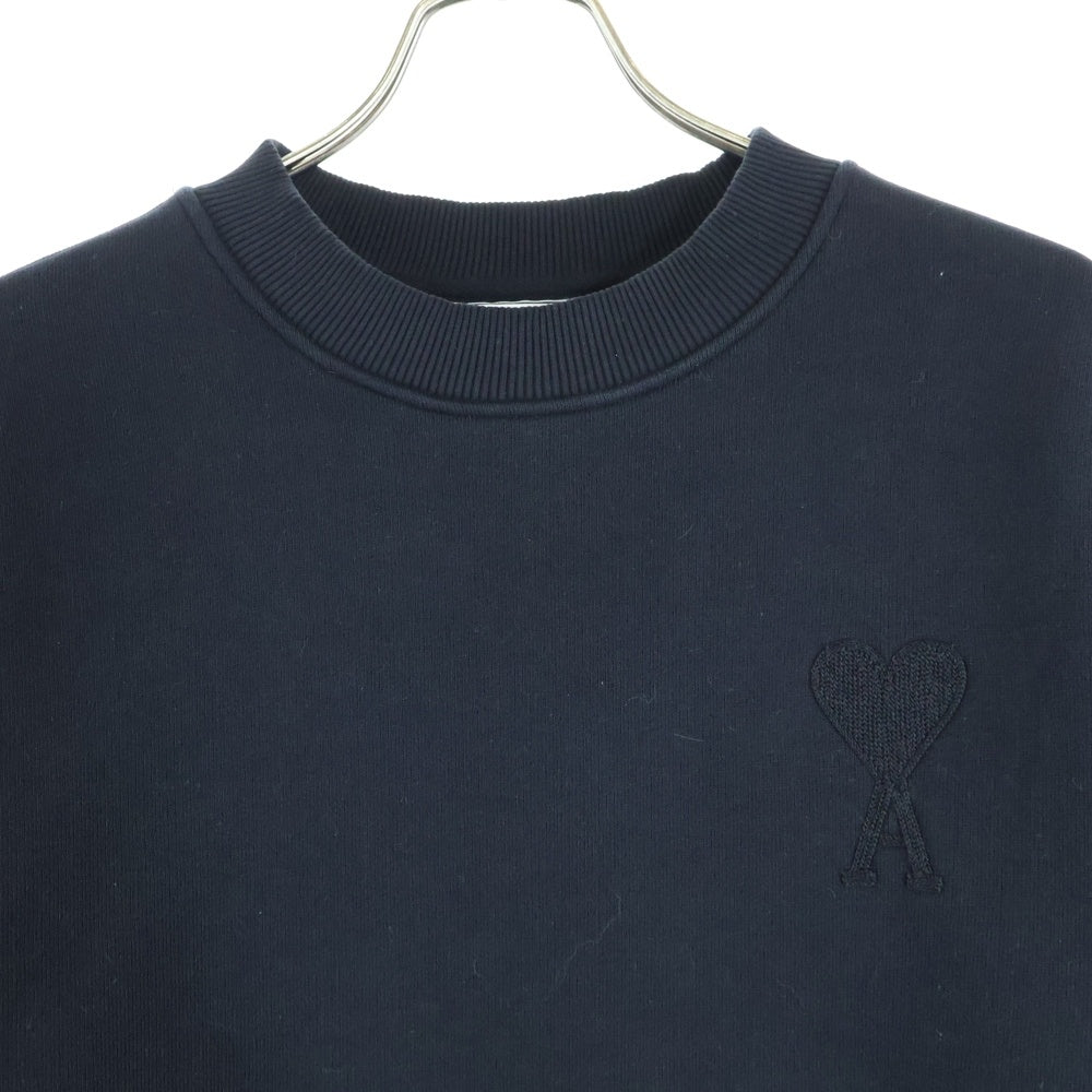 AMI Alexandre Mattiussi(アミアレクサンドルマテュッシ) Sweatshirt ハートロゴ刺繍 クルーネックスウェットトレーナー ブラック H20HJ033.749