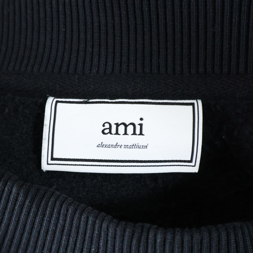 AMI Alexandre Mattiussi(アミアレクサンドルマテュッシ) Sweatshirt ハートロゴ刺繍 クルーネックスウェットトレーナー ブラック H20HJ033.749