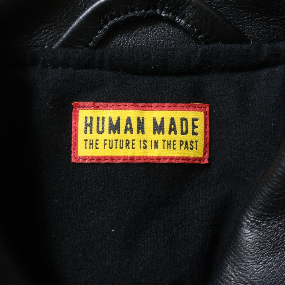 HUMAN MADE(ヒューマンメイド) 26SS STADIUM JACKET バックロゴ刺繍 バーシティジャケット スタジャン ブルゾン ブラック HM31JK001