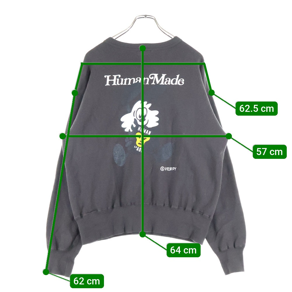 HUMAN MADE(ヒューマンメイド) 25SS ×VERDY TSURIAMI SWEATSHIRT ヴェルディ 吊り網み バックロゴプリント クルーネックスウェットトレーナー ブラウン XX29CS002
