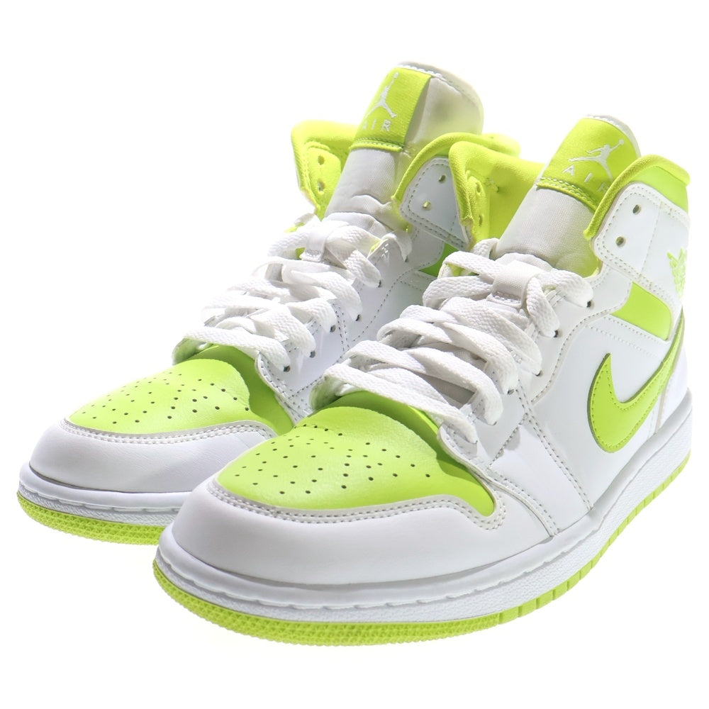 NIKE(ナイキ) WMNS AIR JORDAN 1 MID WHITE LIME ウィメンズ エアジョーダン1 ライム ミッドカットスニーカー ホワイト/イエロー US9/26cm BQ6472-131 レディース