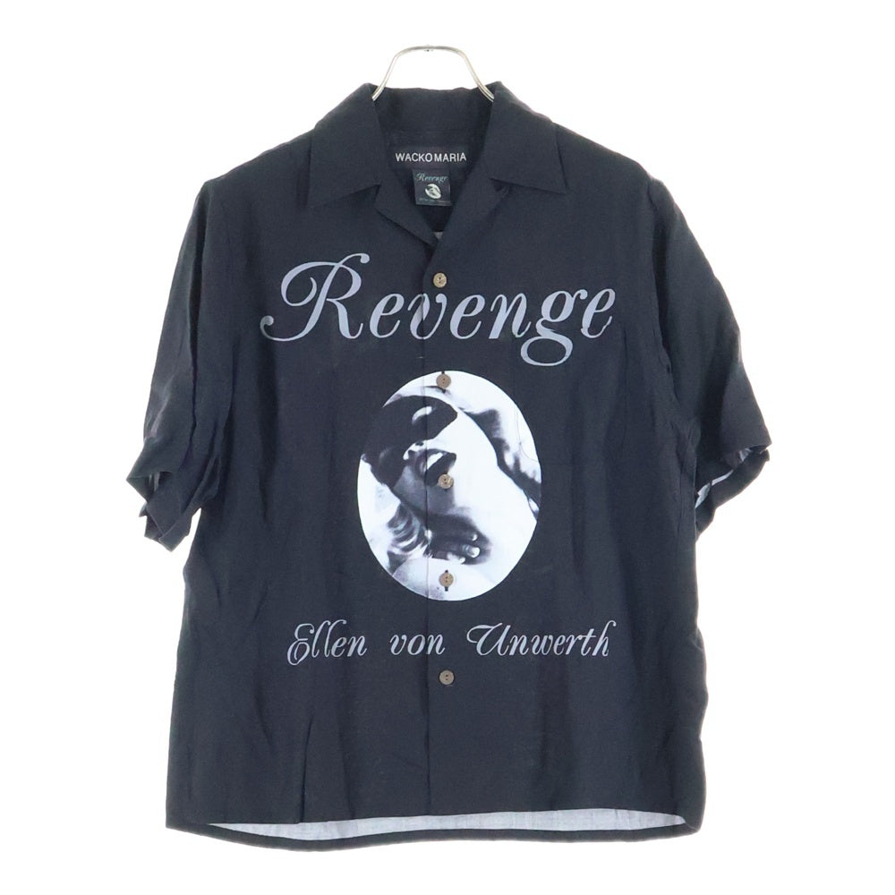 WACKO MARIA(ワコマリア) 25SS ×ELLEN VON UNWERTH HAWAIIAN SHIRTS エレン フォン アンワース ハワイアン フロントプリント 半袖シャツ ブラック