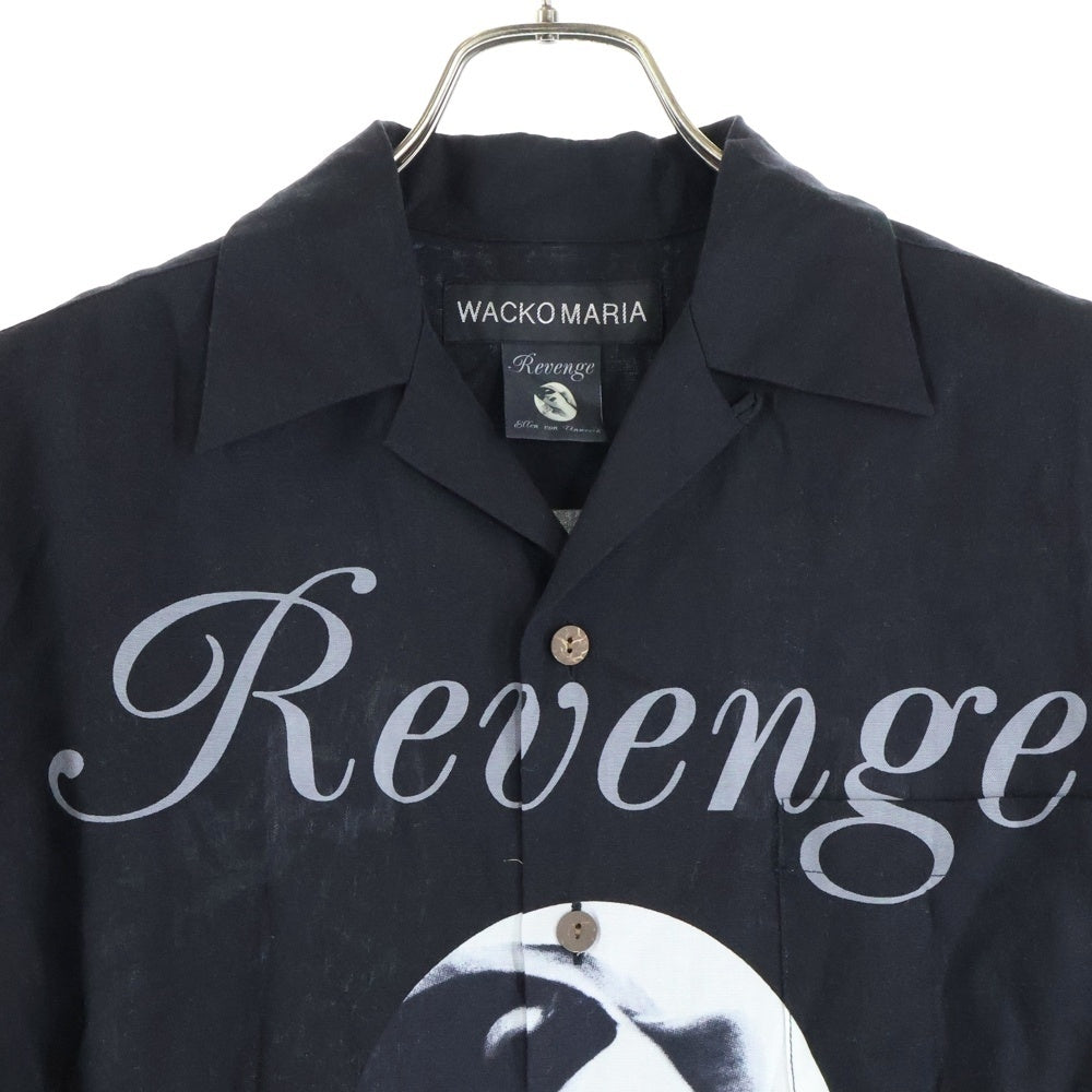 WACKO MARIA(ワコマリア) 25SS ×ELLEN VON UNWERTH HAWAIIAN SHIRTS エレン フォン アンワース ハワイアン フロントプリント 半袖シャツ ブラック