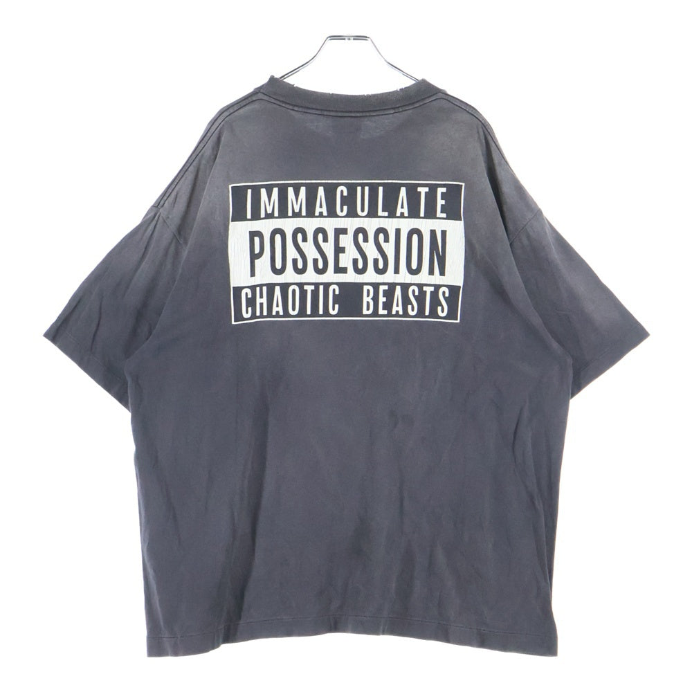 SAINT MICHAEL(セントマイケル) 24AW ×CACTUS PLANT FLEA MARKET TEE SMILE カクタスプラントフリーマーケット ティースマイル クルーネック半袖Tシャツ カットソー ブラック SM-YS1-0000-C01