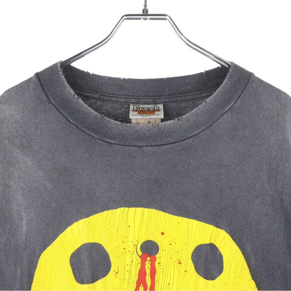 SAINT MICHAEL(セントマイケル) 24AW ×CACTUS PLANT FLEA MARKET TEE SMILE カクタスプラントフリーマーケット ティースマイル クルーネック半袖Tシャツ カットソー ブラック SM-YS1-0000-C01
